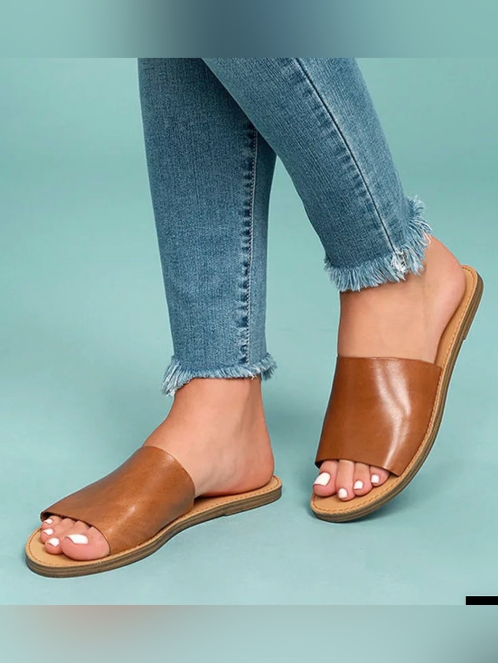 Steve Madden Grace Cognac Leather Slide Sandals; EUC, Size US 9.5/EU 40